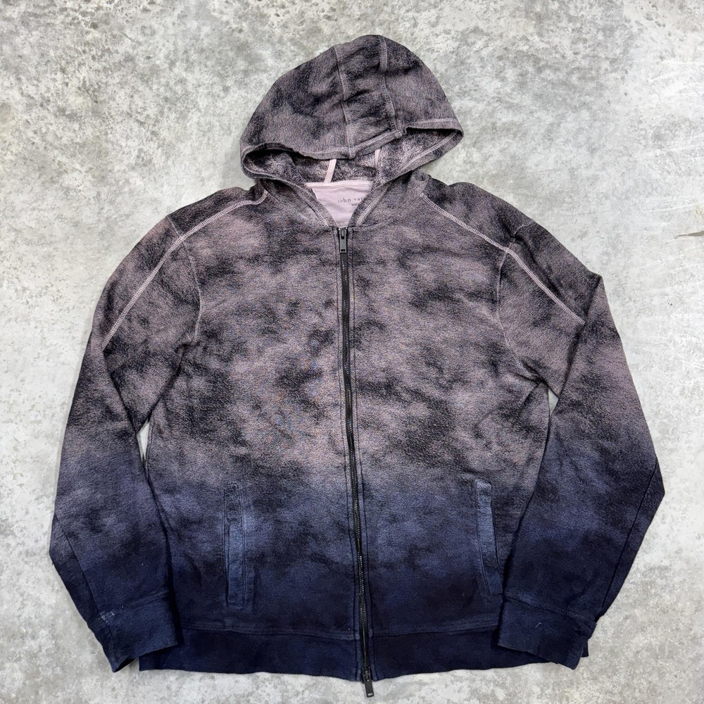 John Varvatos Hoodie Mens XL Black Purple Blue Ombre Full Zip Sweatshirt Raglan