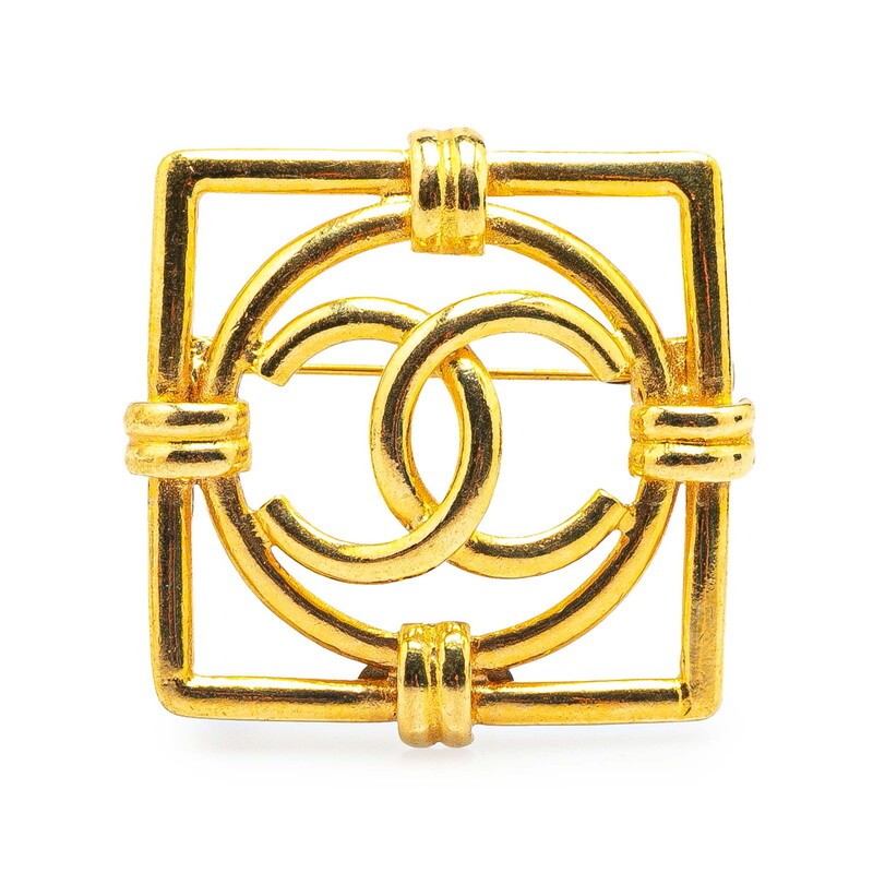 Chanel Coco Mark Square Circle Brooch in Gold Plated 806083