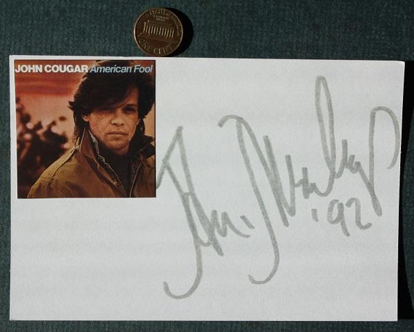 Hoosier Rock Star John Mellencamp signed / autographed 1992 photocard UNCOMMON -