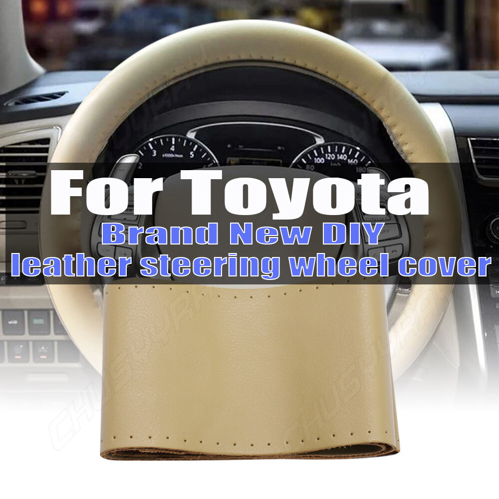 For Toyota Car SUV 15'' Leather Steering Wheel Cover Breathable Anti-Slip Wrap