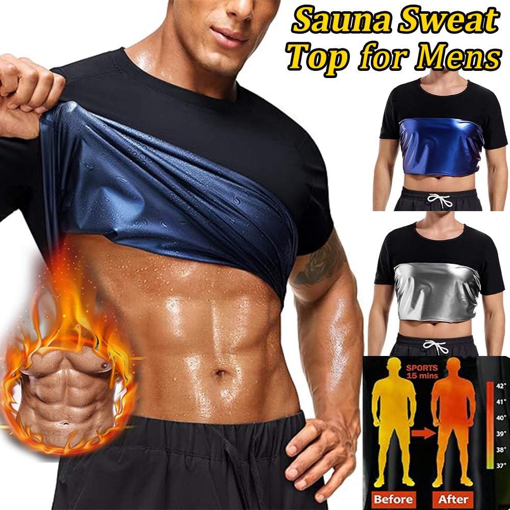 Fitness Mens Sauna Suit Sweat Top Fat Burner Training Shaper Shapewear T-Shirts