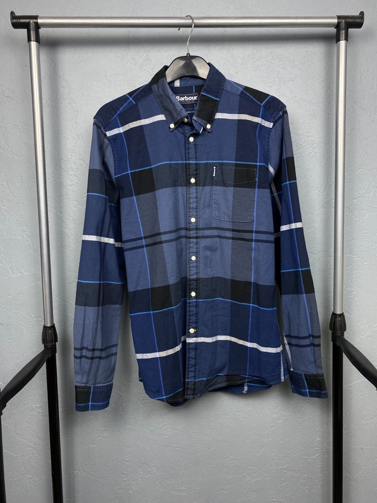 Barbour Southerland Tartan Plaid Mens Long Sleeve Shirt Size M