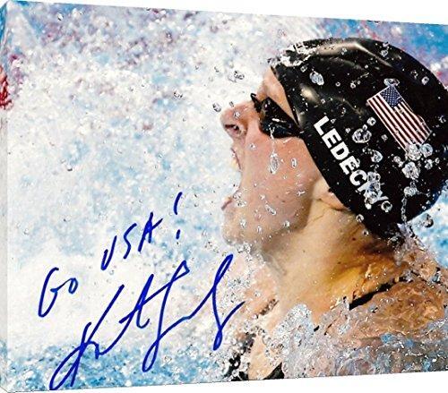 Floating Canvas Wall Art: Katie Ledecky Autograph Print - US Olympic Swimming