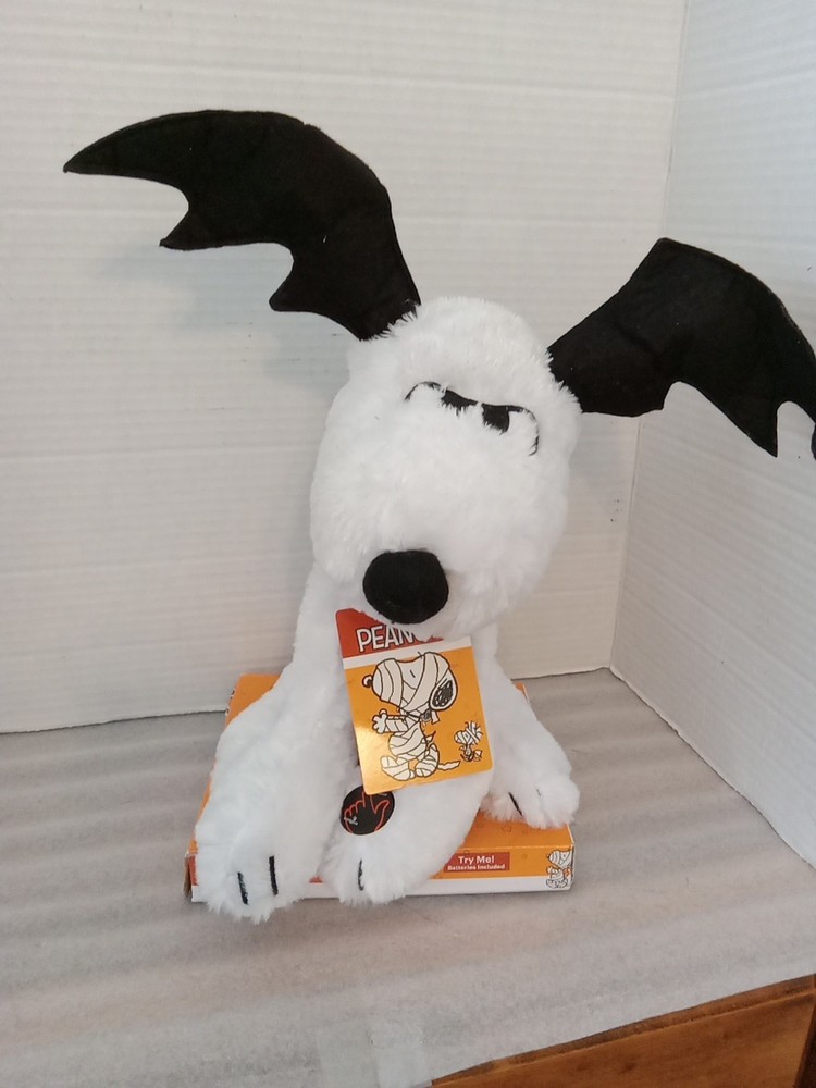 Animated Snoopy with Bat Ears Plays Linus & Lucy Halloween Stuffed Toy by DanDee 15 Inch