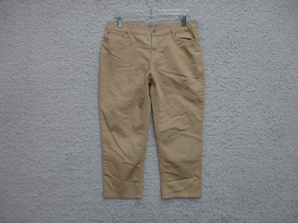 J Jill Womens Khaki Tan Stretch Crop Jeans Mid Rise Casual Modern Cotton Fit Size 10