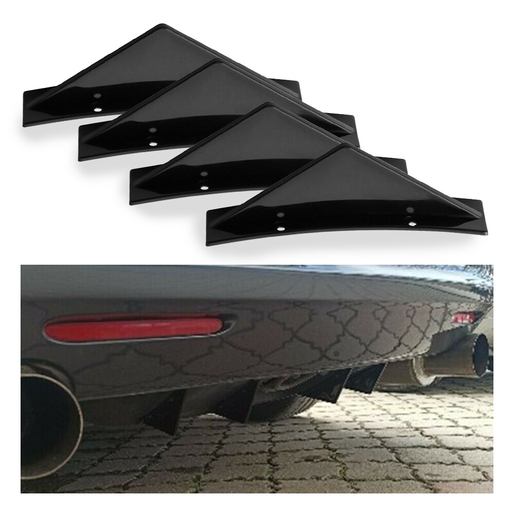 4pc Glossy Black Universal Rear Bumper Spoiler Lip Diffuser Kit