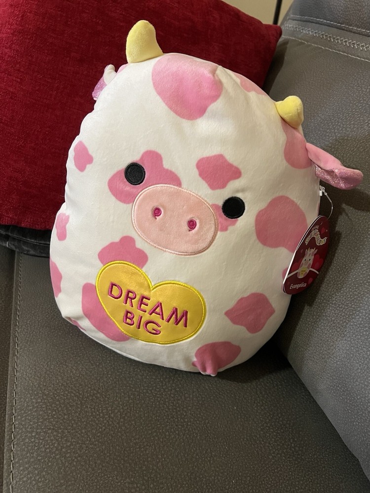 Squishmallows 12 Inch Evangelica Pink White Cow Plush Valentine 2023 NWT