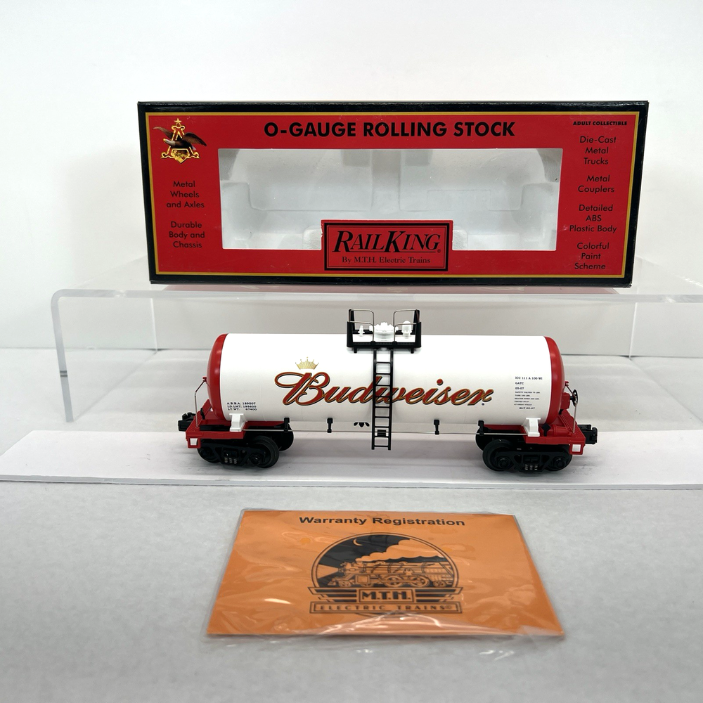 MTH RailKing O Gauge Anheuser Busch Budweiser Beer Modern Tank Car 30-73226
