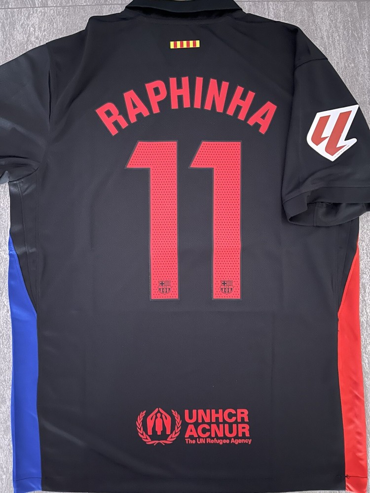 Barcelona 24/25 Away Jersey ‘Raphinha 11’ Size L (w/ La Liga Patches)