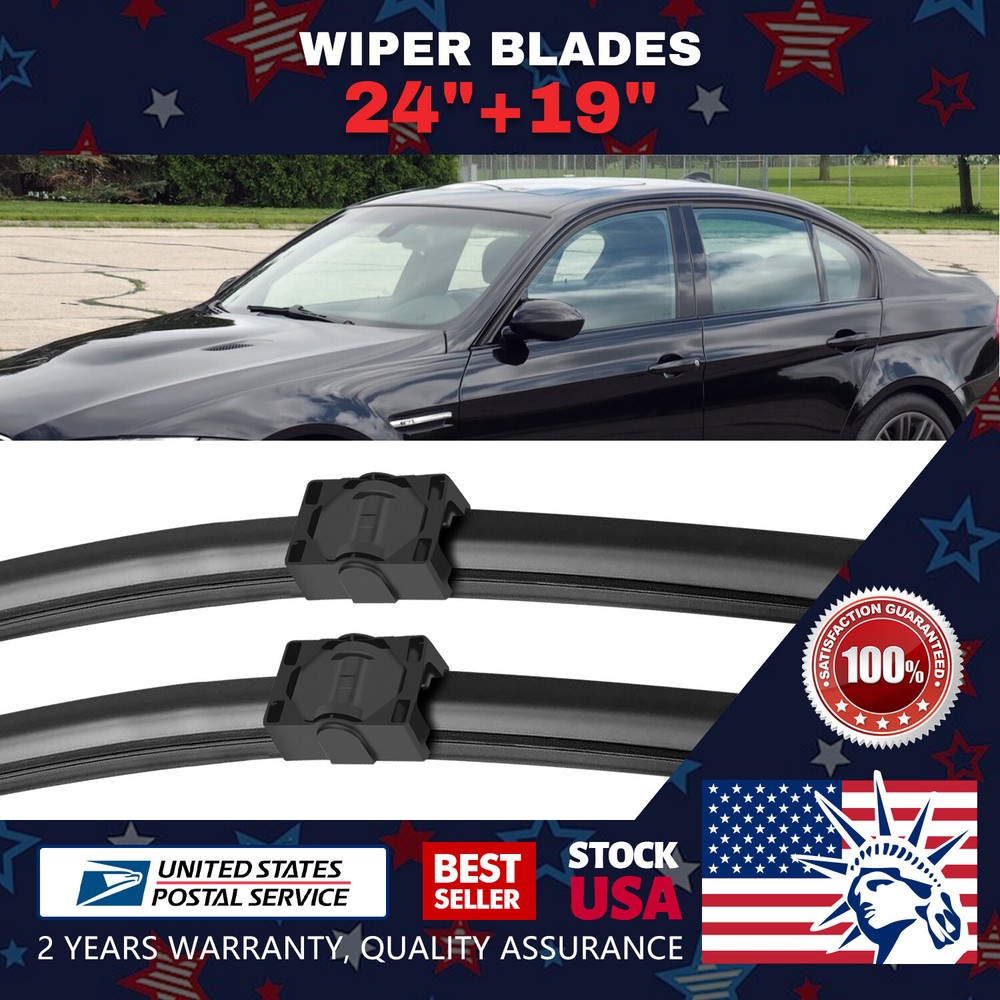 24+19 Inch One Piece Windshield Wiper Blades Driver and Passenger Side Lock Set
