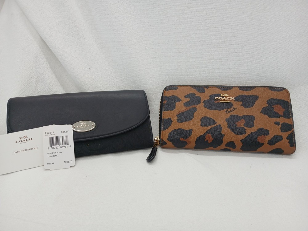 Black and Leopard Coach Wallets - Preloved Set of 2