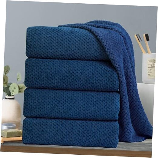 Luxury Navy Blue Bath Towel Set 35x70 Inches 600 GSM 4-Piece