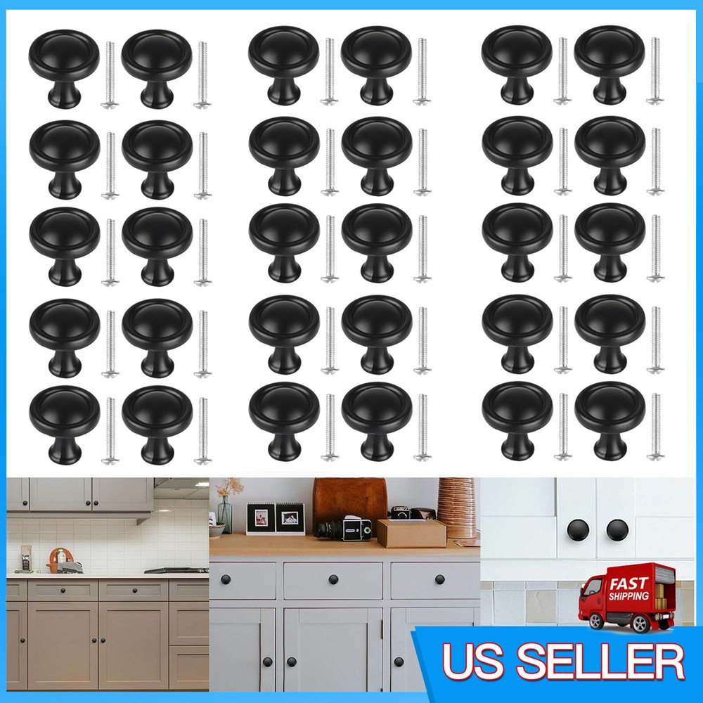 30PCS Black Cabinet Knobs for Kitchen Drawer Dresser Furniture Door Handles