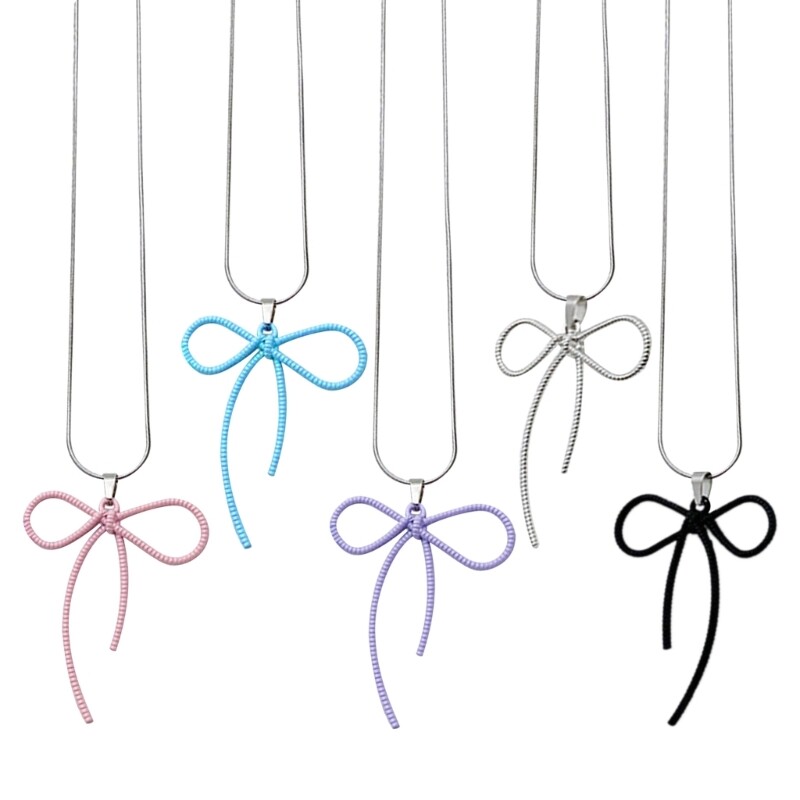 Beaded Necklace featuring a Bowknot Pendant Bow Choker Necklace for Women