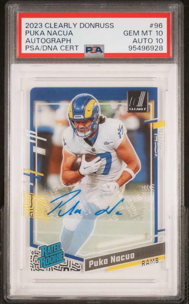 2023 Clearly Donruss  Puka Nacua Rated Rookie Auto RC Rams PSA 10 Auto 10 Gem MT