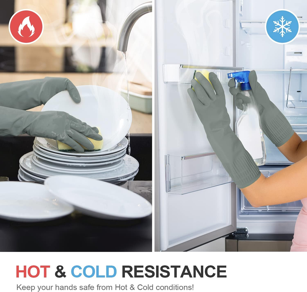 MAMISON Non-Slip Reusable Rubber Gloves for Dishwashing and Kitchen Cleaning