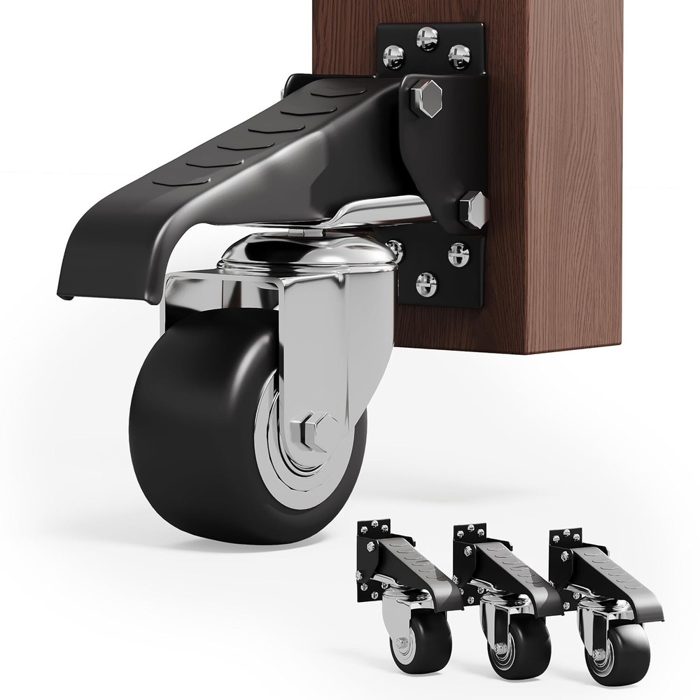 Set Of 4 Workbench Caster Kit Heavy Duty Retractable Work Bench Steel Casters