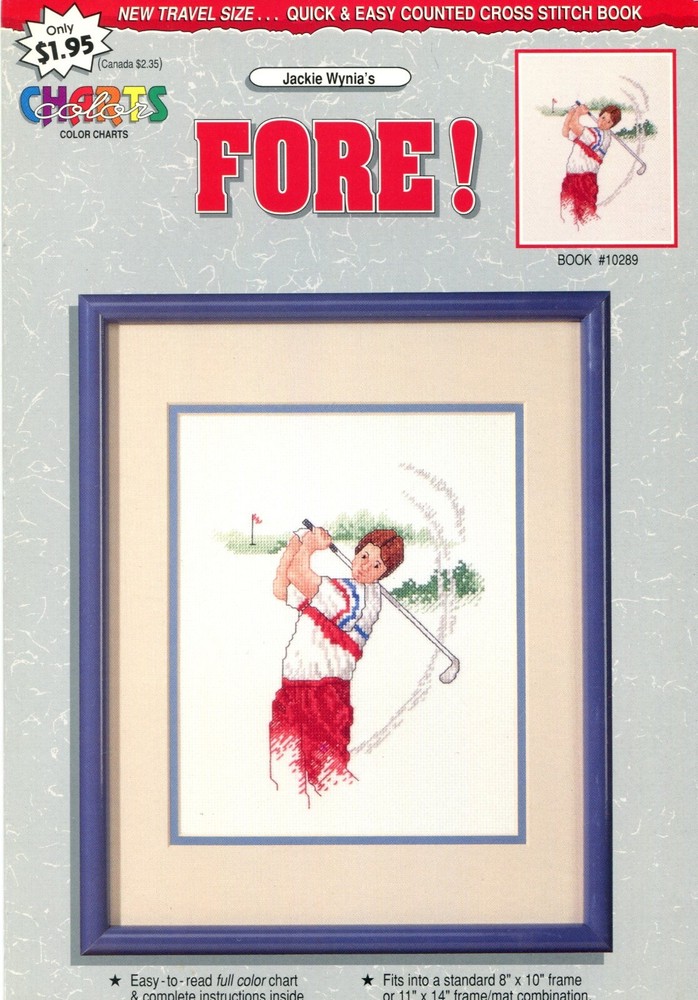 Fore!, golf, cross stitch -  Color Charts #10289