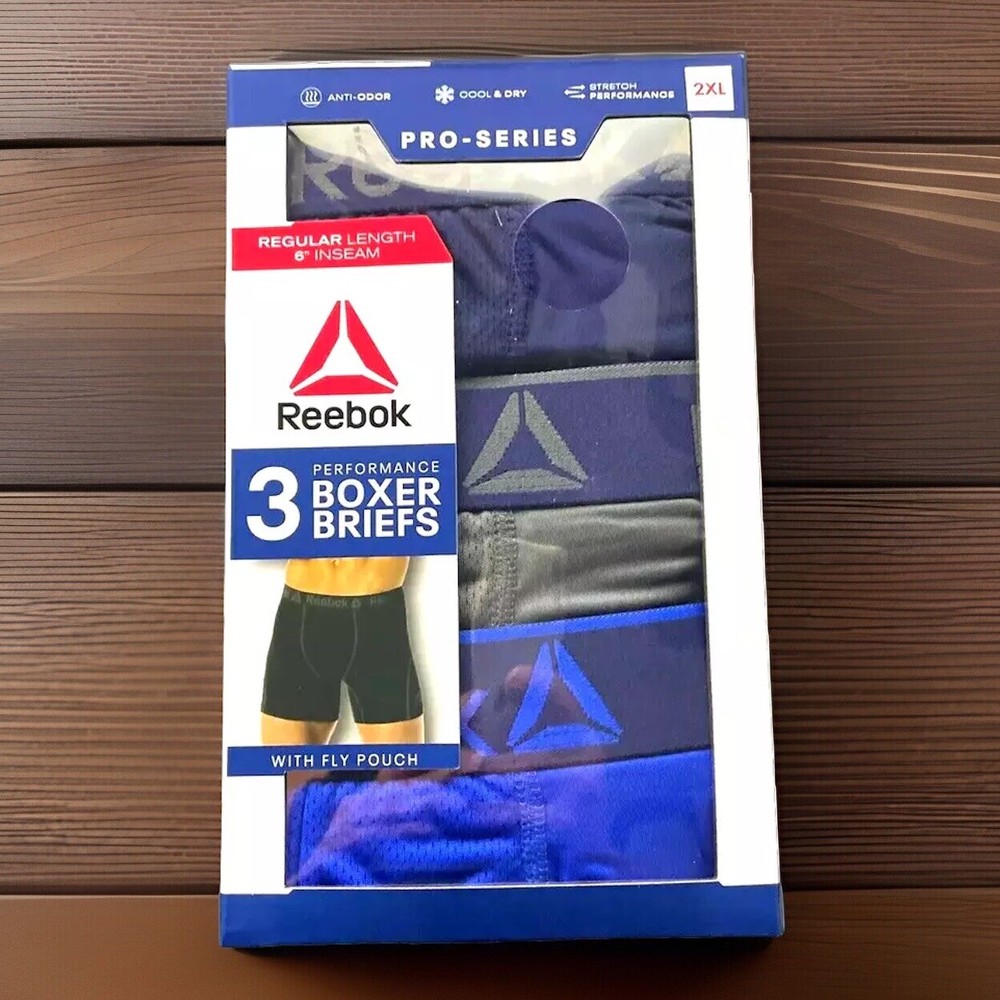 Reebok Mens Pro Series Performance Boxer Briefs 2XL 3-Pack Regular 6