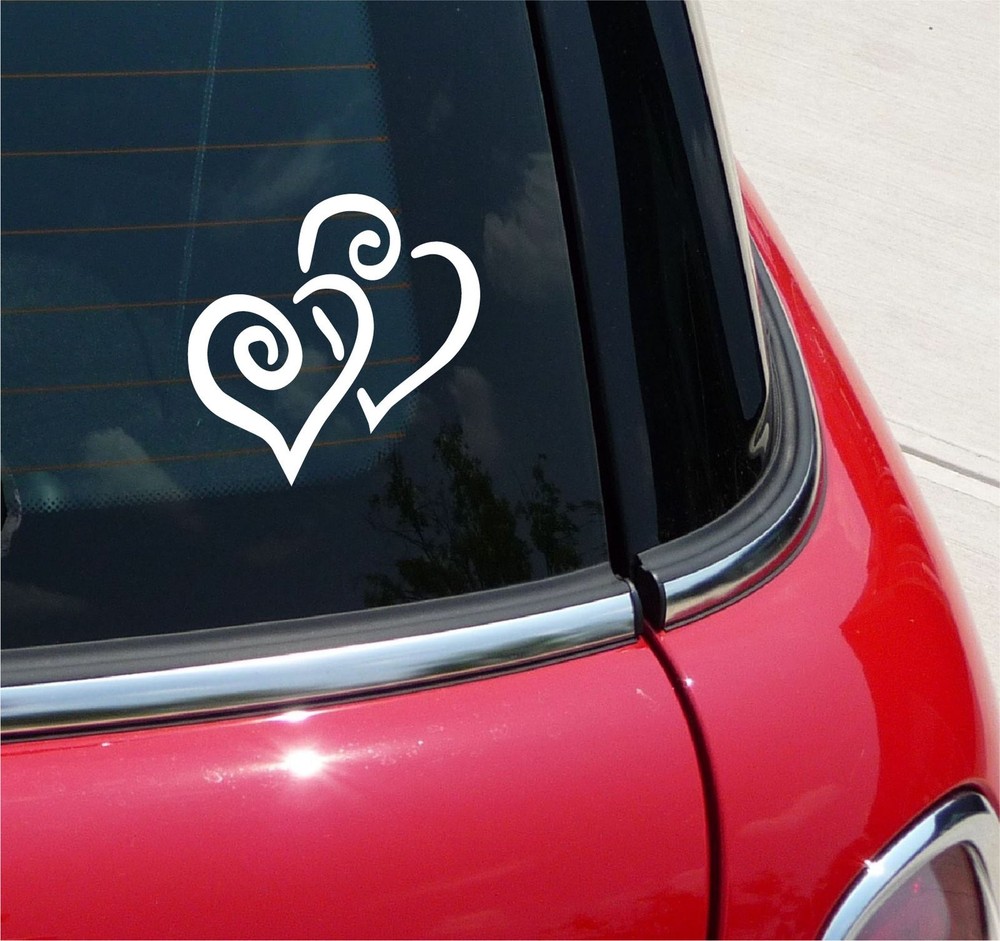 Intertwined Hearts Vinyl Decal for Love Marriage Valentine Wedding Car Decor
