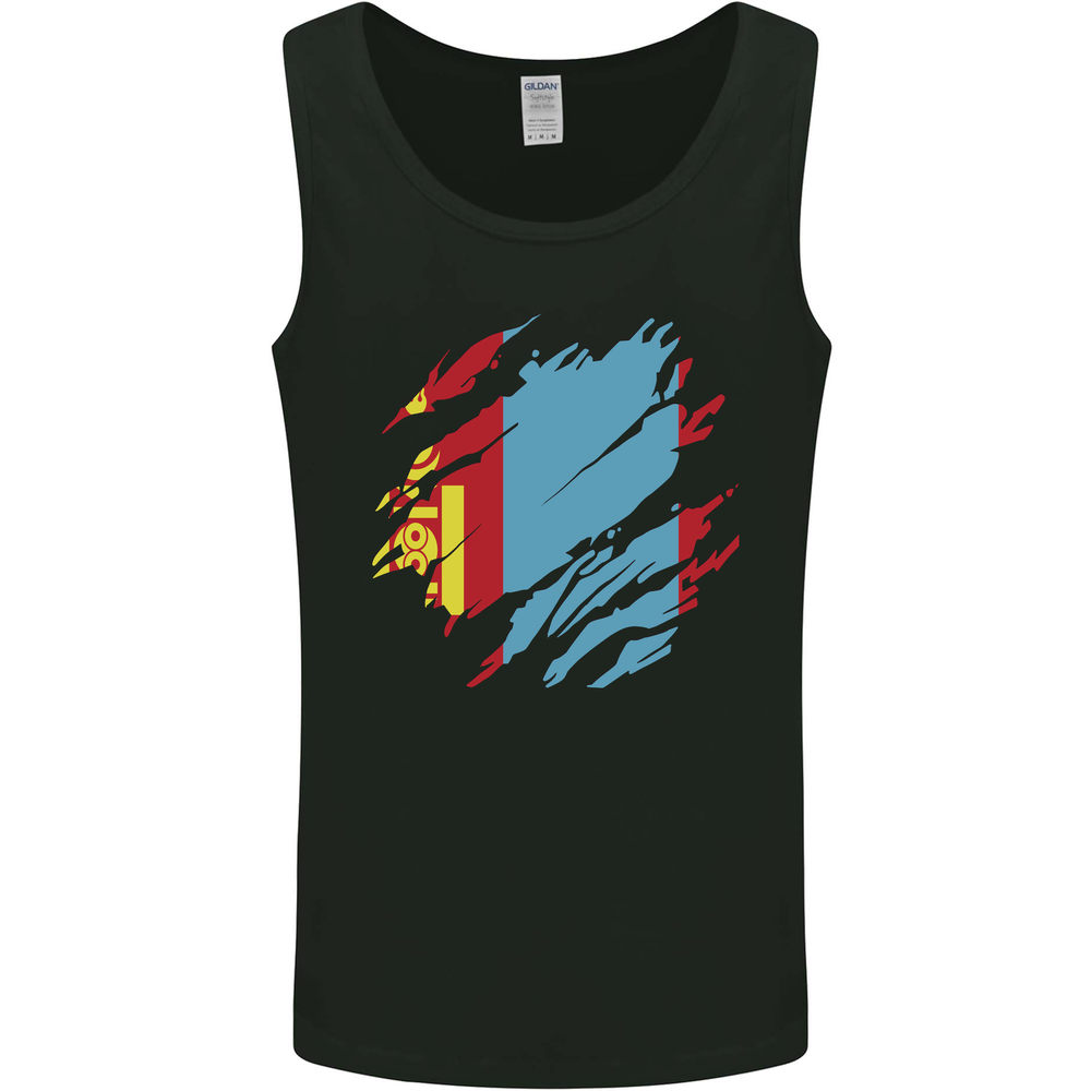 Torn Mongolia Flag Mongolian Day Football Mens Vest Tank Top