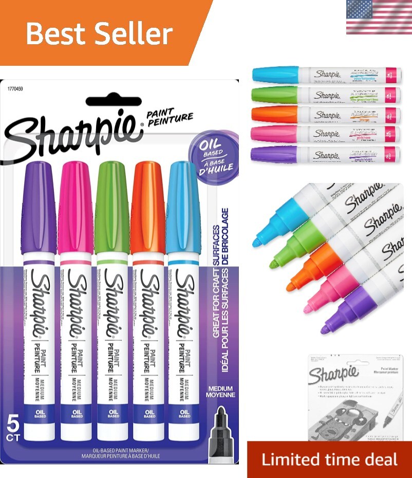 5 Vibrant Oil-Based Paint Pens - Waterproof, Opaque, Artistic Markers  