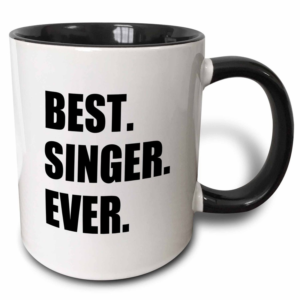 3dRose Best Singer Ever Mug 11oz Two Tone Black Fun Gift for Singers