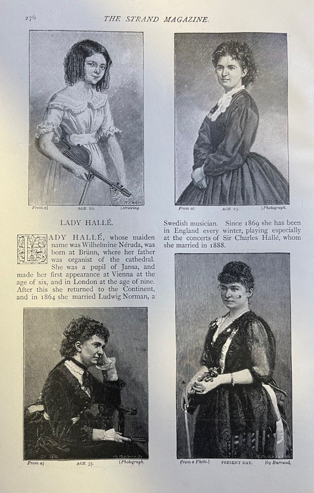 1893 Vintage Magazine Illustration Violinist Wilhelmine Maria Franziska Neruda