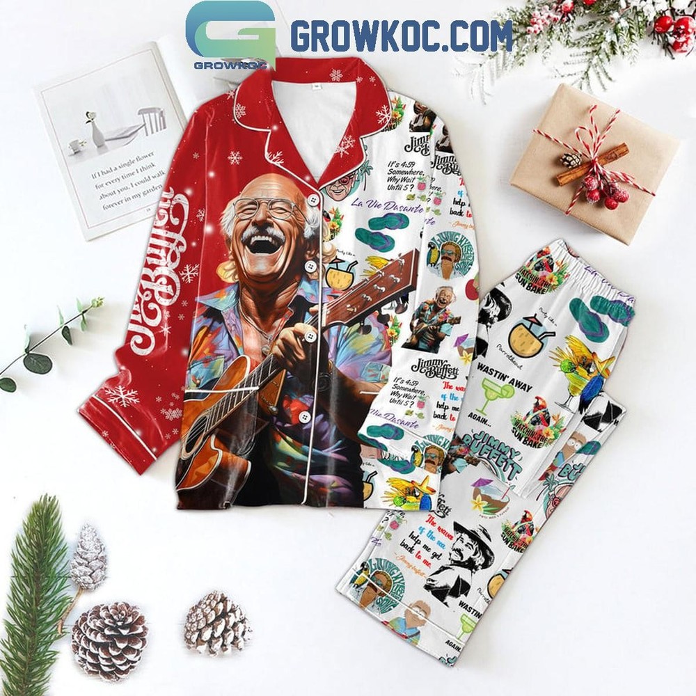 Jimmy Buffett Christmas Wastin Away Again Polyester Pajama Set