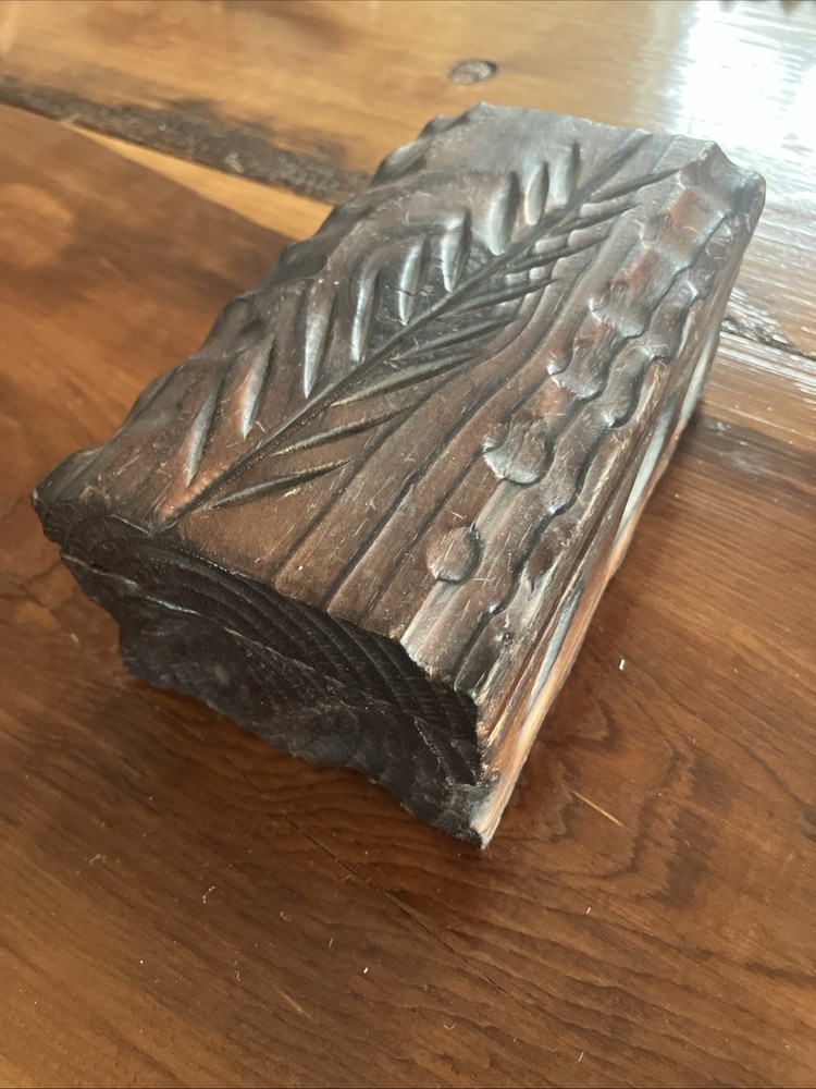 Vntg Hand Crafted Wooden Trinket Box Lobeco Made in Spain Thumbprint Style