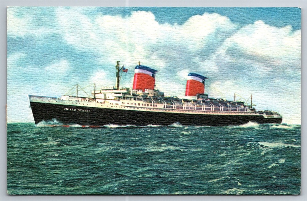 Vintage 1930 SS United States Transatlantic Liner Cruise Ship Postcard G4