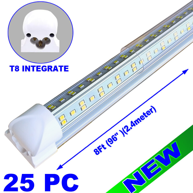 25/Pack 8Ft LED Tube Light 8 Foot 144W LED Shop Garage Warehouse Light Fixture