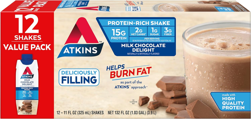 Milk Chocolate Delight Protein Shake, 15G Protein, Low Glycemic, 2G Net Carb, 1G
