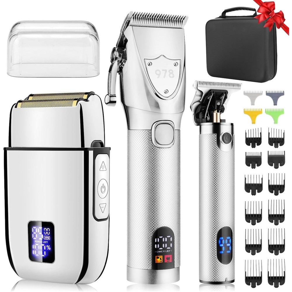 Professional Hair Clipper Trimmer Set with Electric Foil Shaver