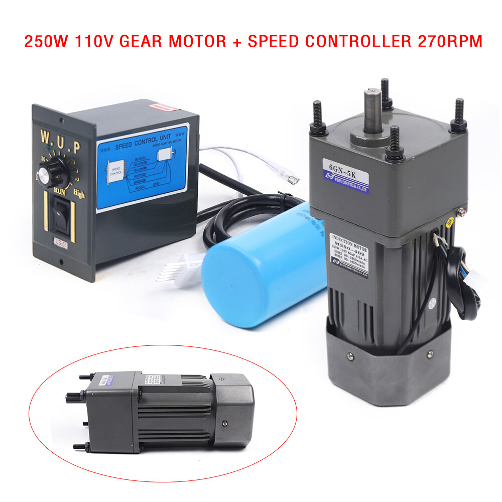 250W 110V AC Gear Reduction Motor Electric+Variable Speed Control Reversible New