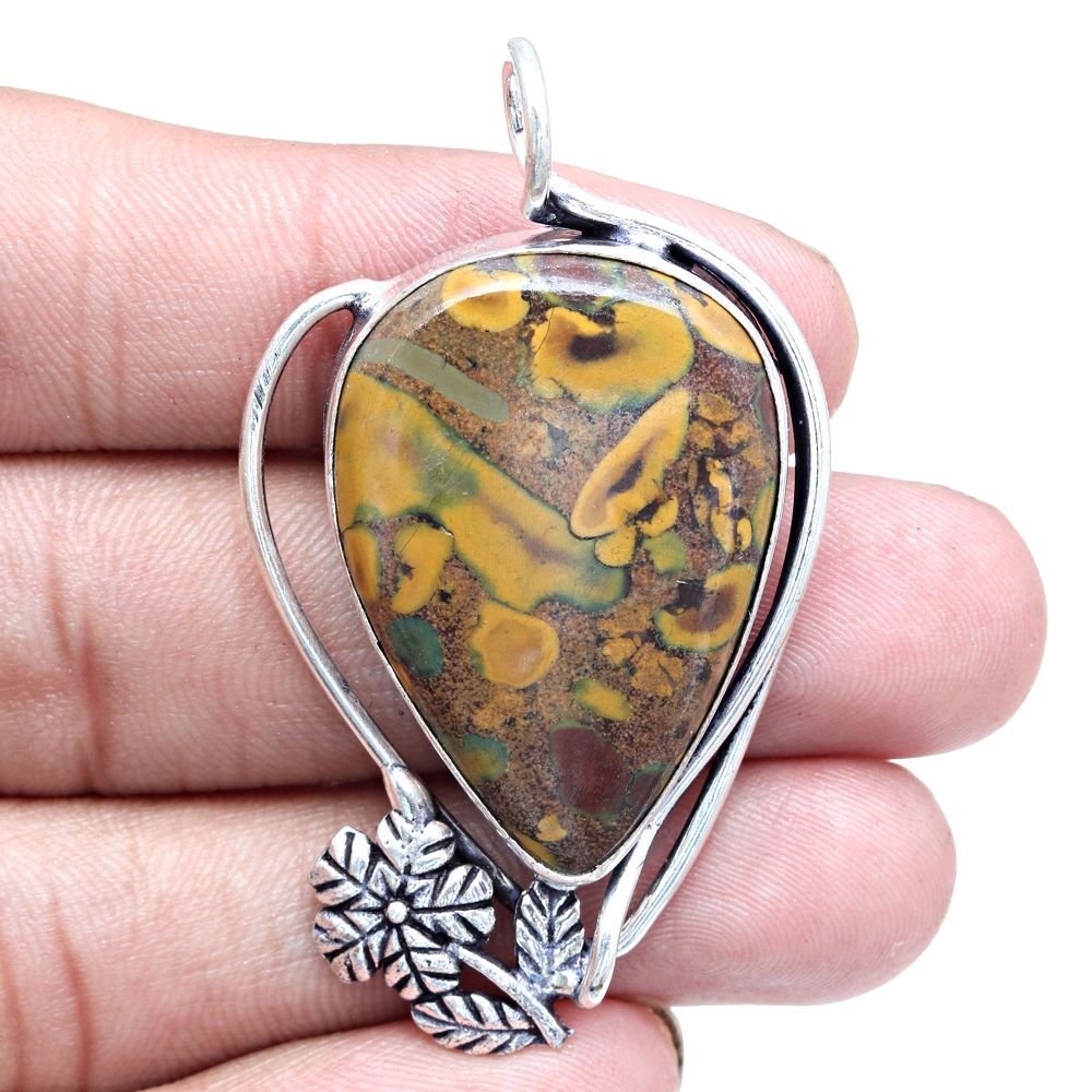Azuboolite Gemstone Silver Pendant Necklace Gift For Women 2.25 Inch