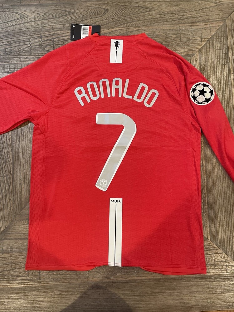 Manchester United 2007/08 Ronaldo Home Red Long Sleeve UCL Final Soccer Jersey L