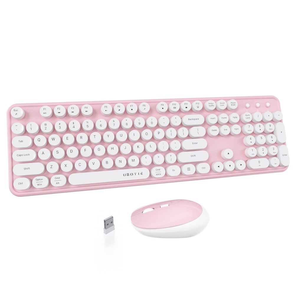 Colorful Wireless Keyboard Mouse Combo with Typewriter-Style Flexible Keys