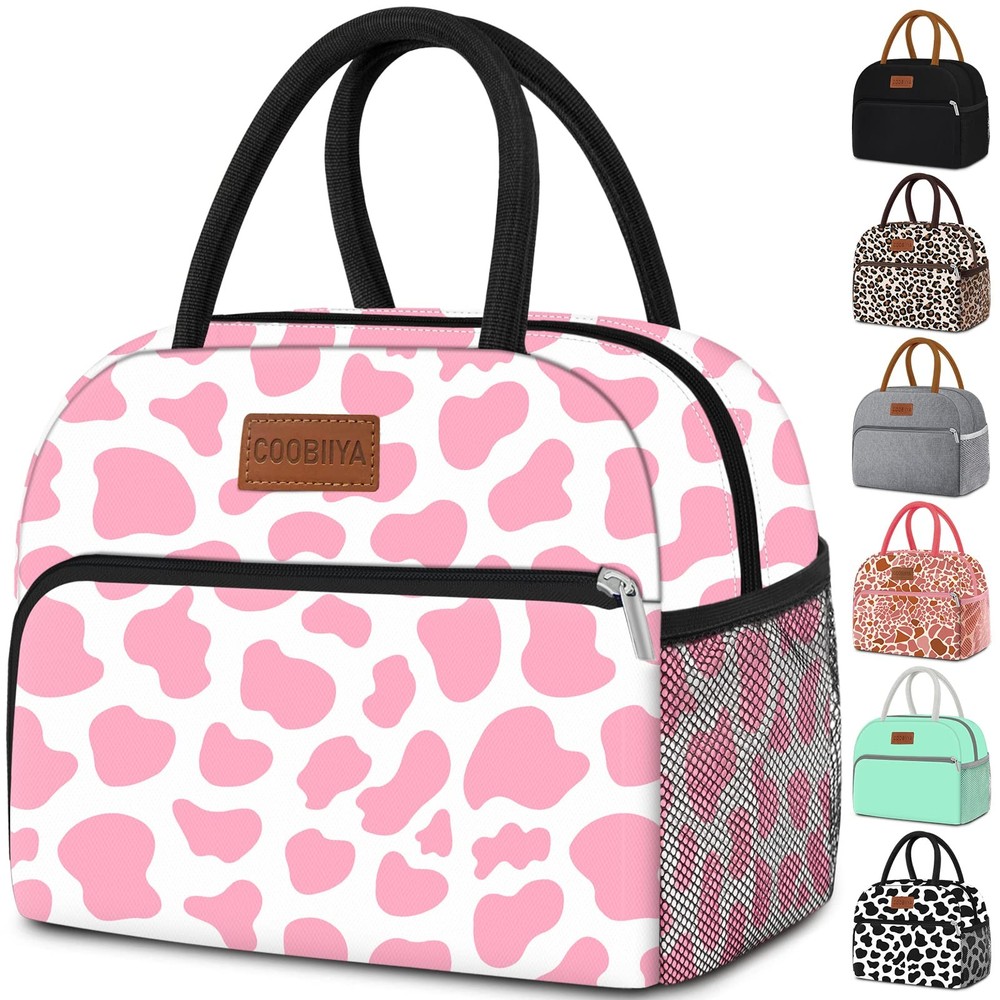 Pink Cow Print Insulated Leak-Proof Lunch Tote for Women