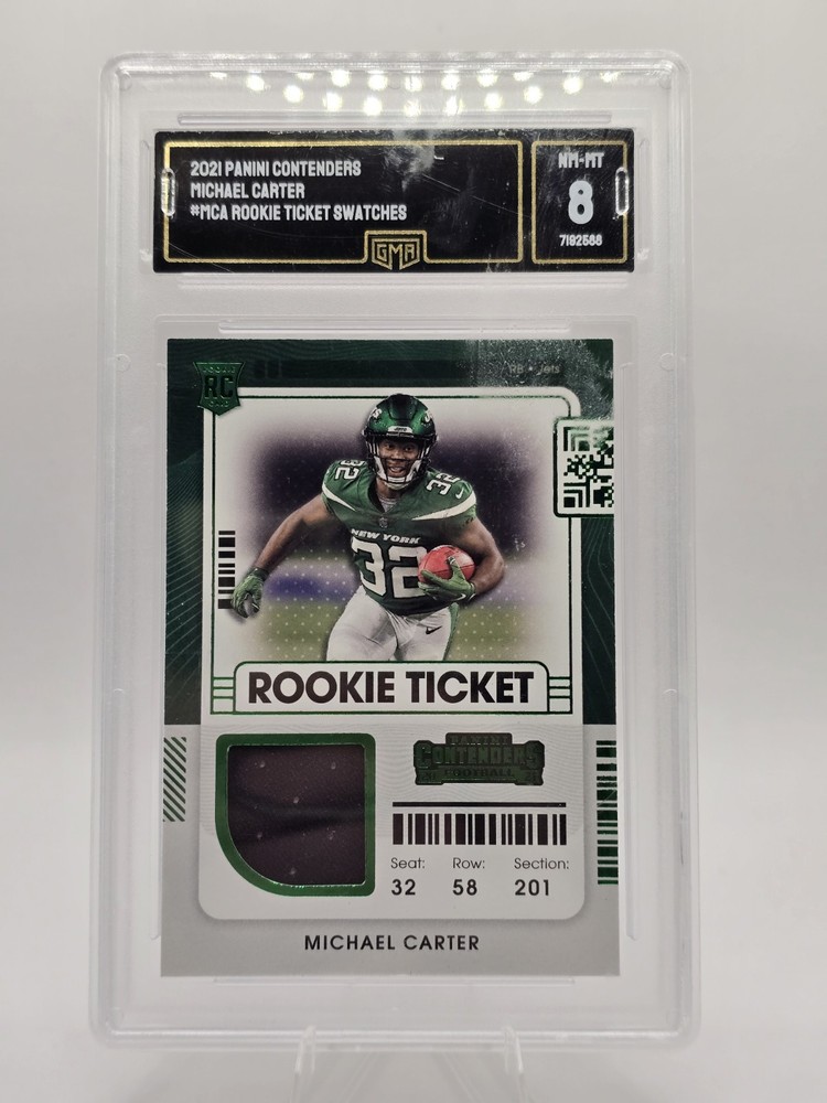 2021 Contenders Michael Carter Rookie Green Foil Patch Ticket Variation RSV-MCA