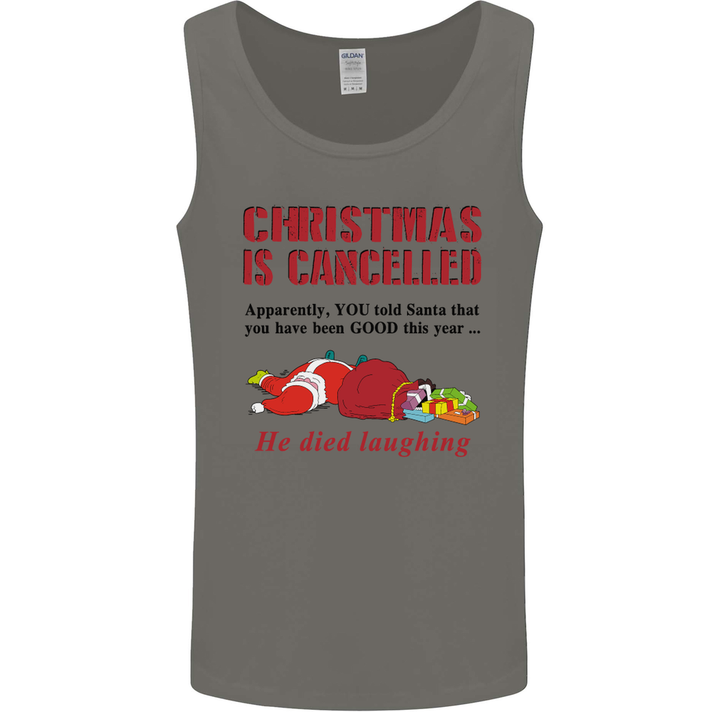 Christmas Is Cancelled Funny Santa claus Mens Vest Tank Top