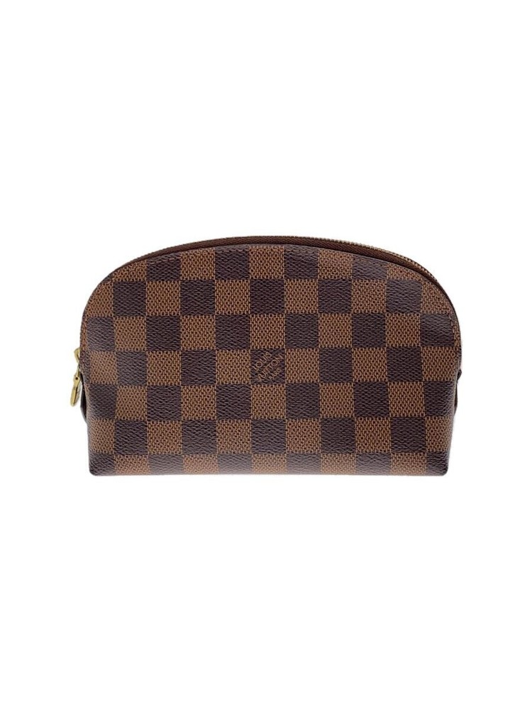 LOUIS VUITTON Pochette Cosmetic PM Damier Ebene BRW PVC BRW from japan