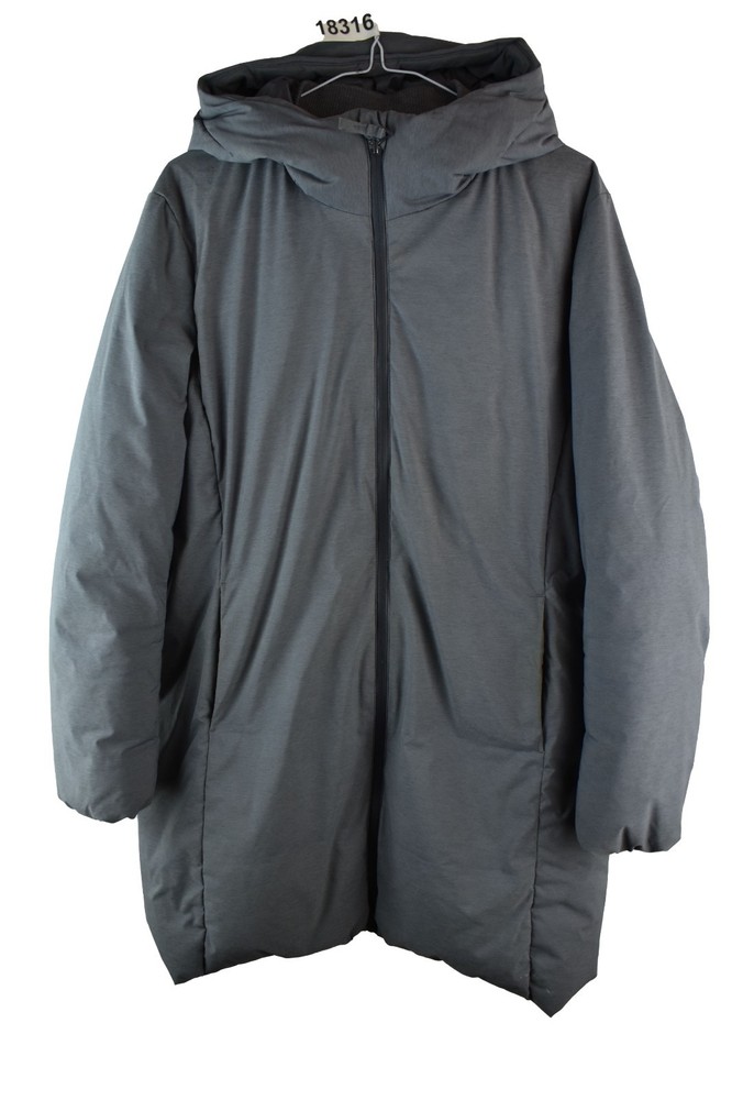 UNIQLO Grey Down Padded Coat size L Womens Full Zip Long Puffer Jacket Casual