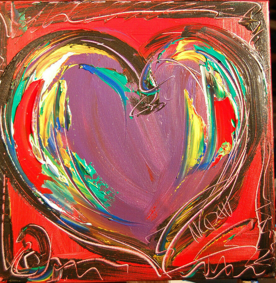 HEARTS  personalizable  3D MODERN ABSTRACT ORIGINAL PAINTING STRETCHED ERERVE
