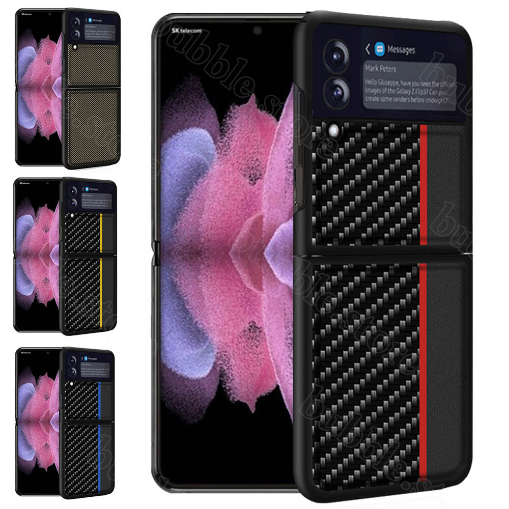 Cober Funda Para Samsung Galaxy Z Flip 5 4 3 Cover de fibra de carbono Protector