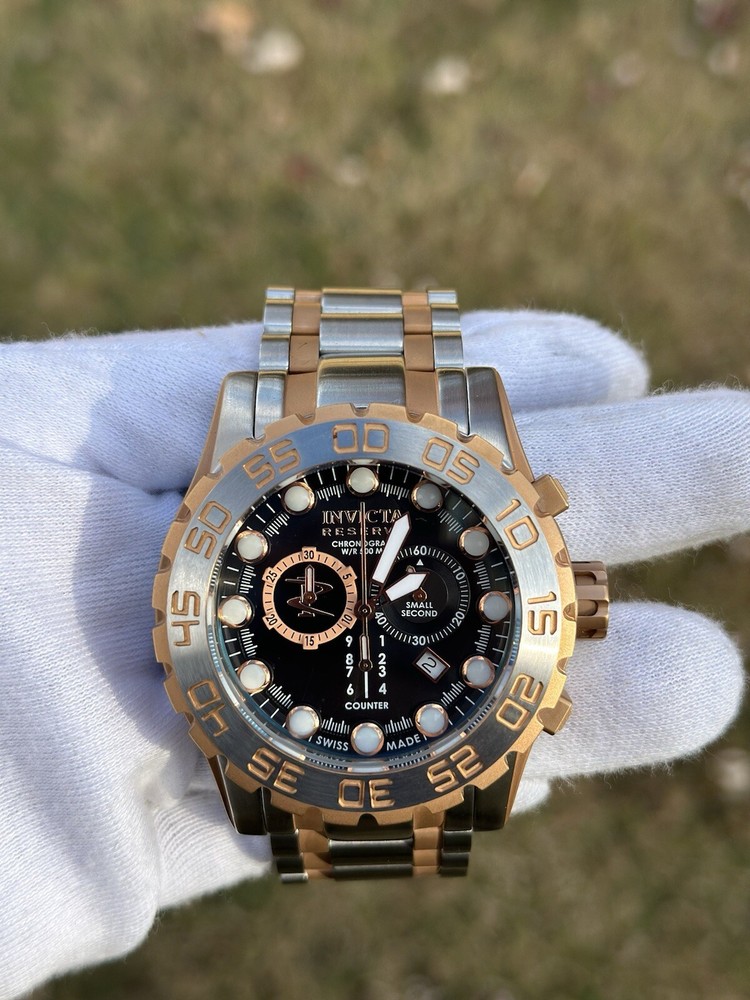 Men's 52mm Invicta Reserve Leviathan Evolution Gold/ Silver SS Watch! Ref: 0818!