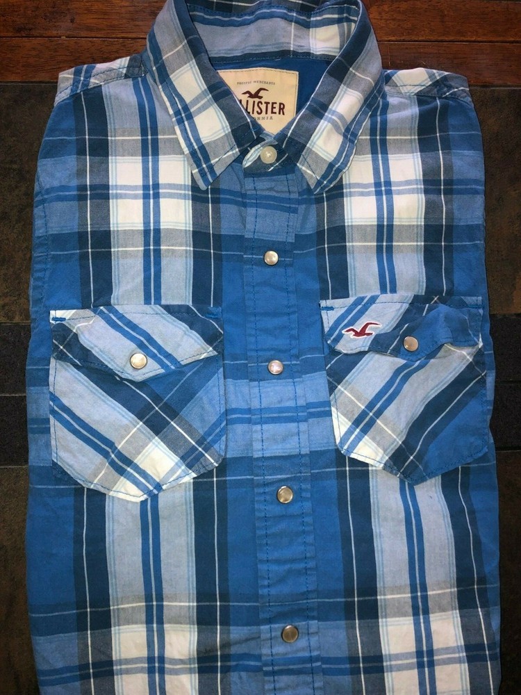 Men's Hollister Long Sleeve Snap Front Western Shirt - Size Medium