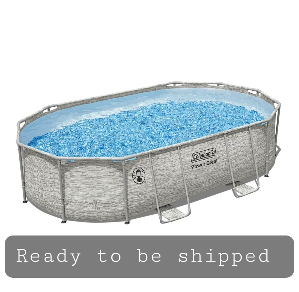 Coleman Power Steel 16’ x 10’ x 48” Oval Above Ground Swimming Pool with Pump