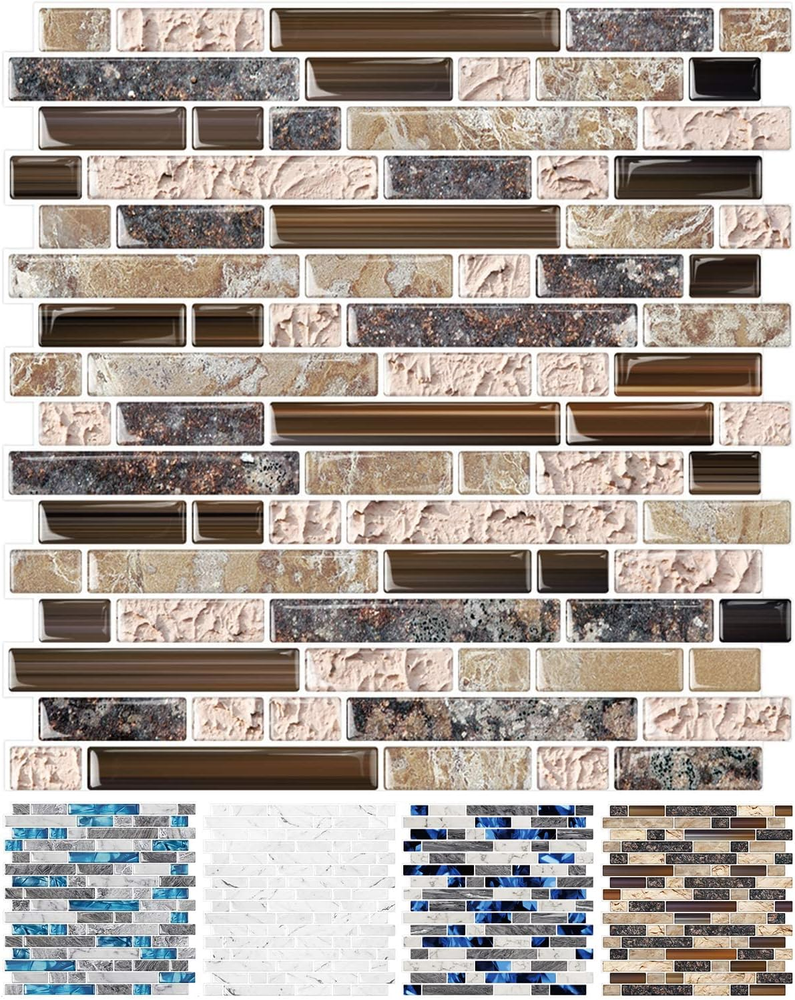 10-Sheet Peel and Stick Wall Tile, Self-Adhesive Kitchen Backsplash in Sandstone