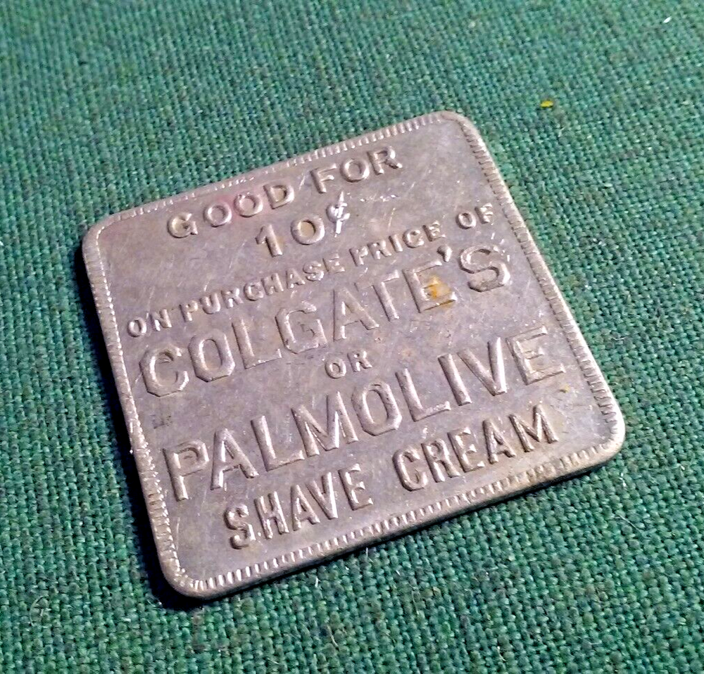 COLGATE PALMOLIVE PEET SHAVE CREAM GOOD FOR 10 CENTS 1-1/16-Inch Square Aluminum